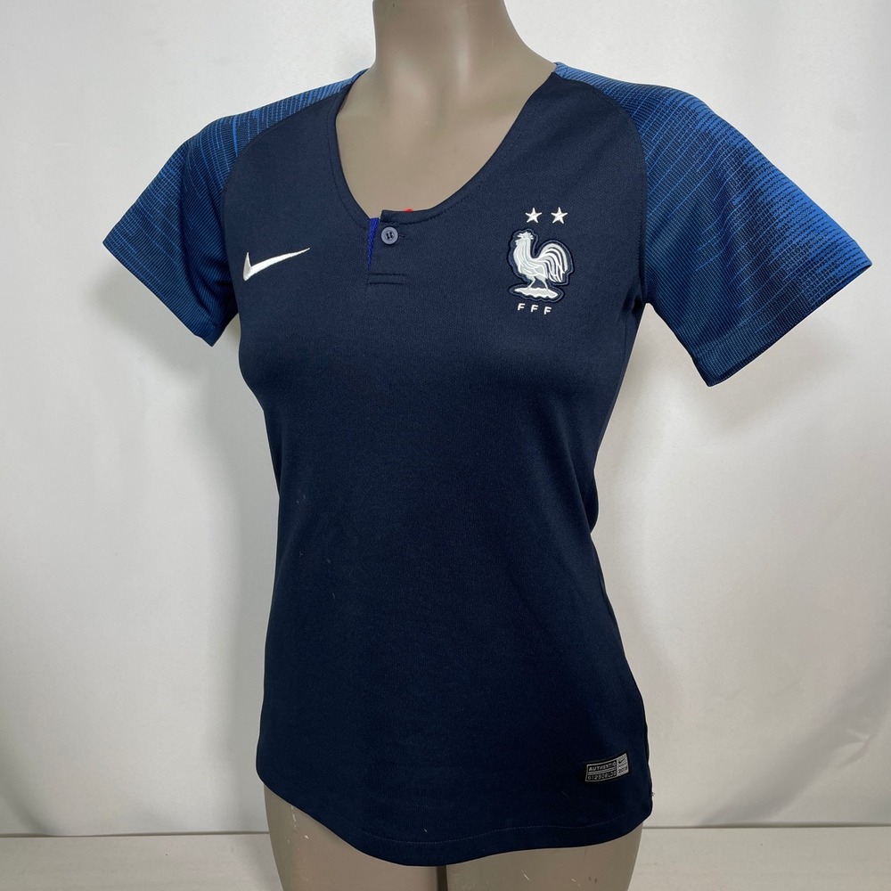 France FFF 2018 World Cup Nike Dri-FIT Navy Blue Soccer Jersey Women's MEDIUM